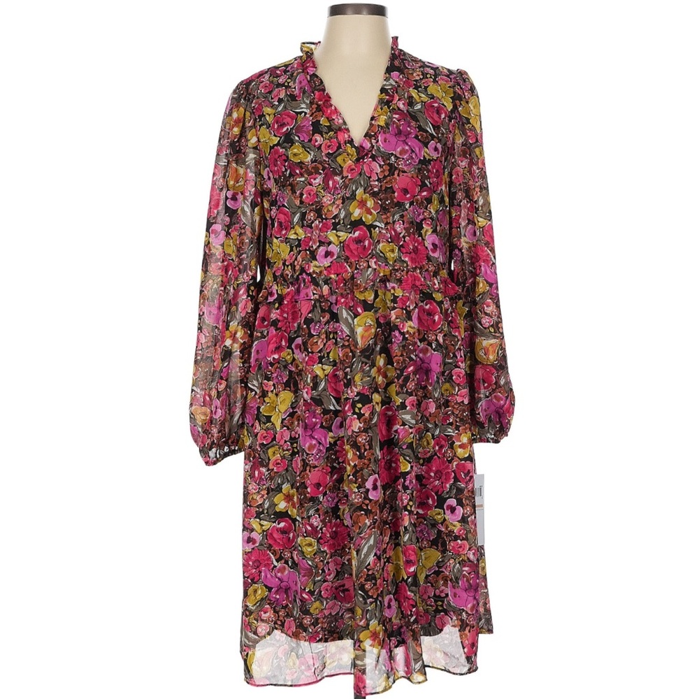 London times floral dress with frill collar